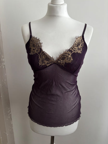 Purple mesh cami top