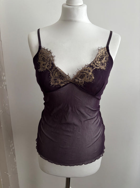 Purple mesh cami top