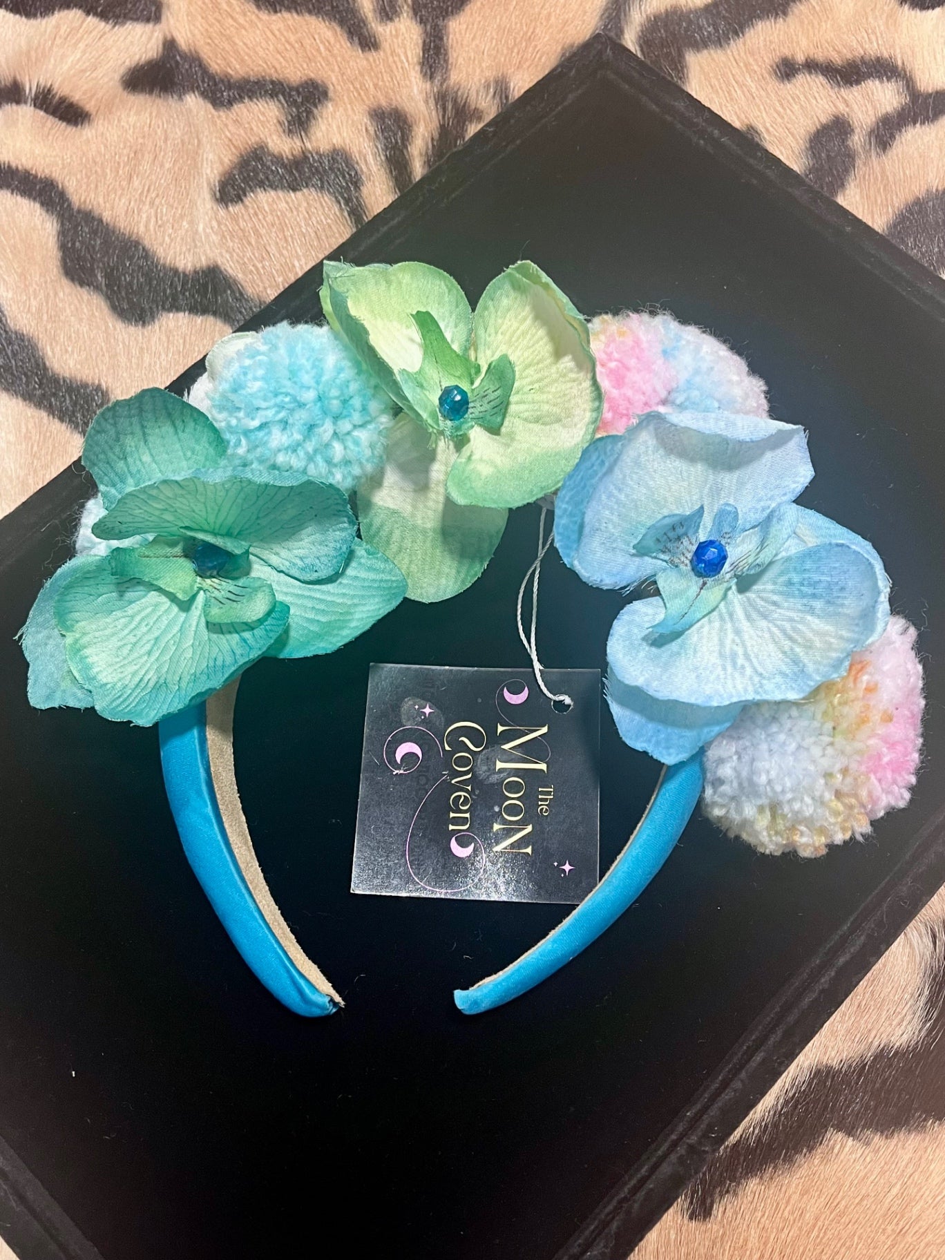 Orchid Pom Pom Blue Headband 