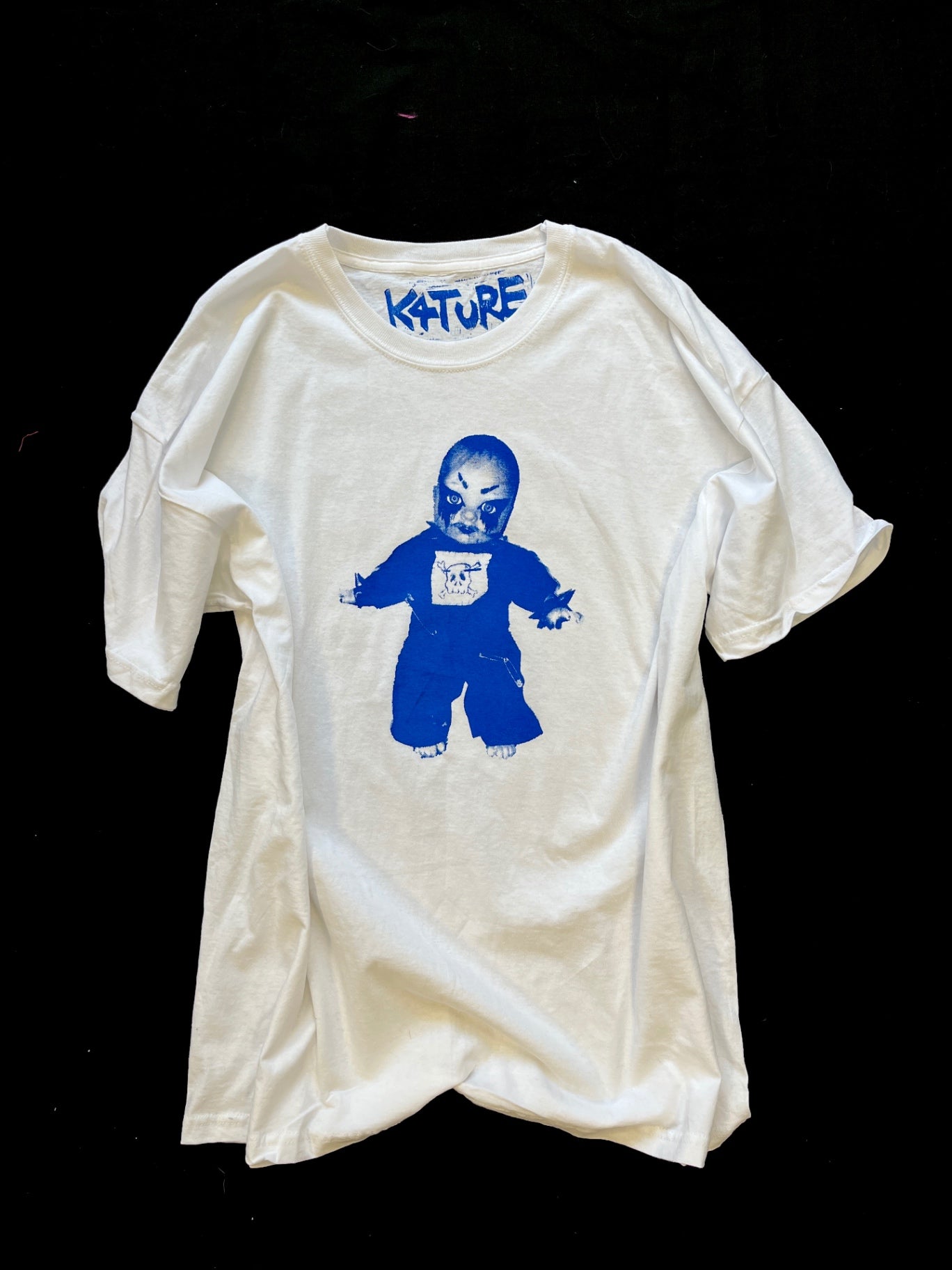 K4TURE baby Katy doll print white t shirt (size XL)