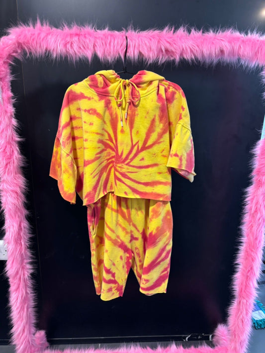 Tie Dye Crop Hood & Shorts Large 
