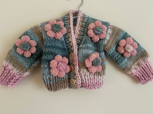 Handmade Multicoloured With Flower Details - 0-6 months
