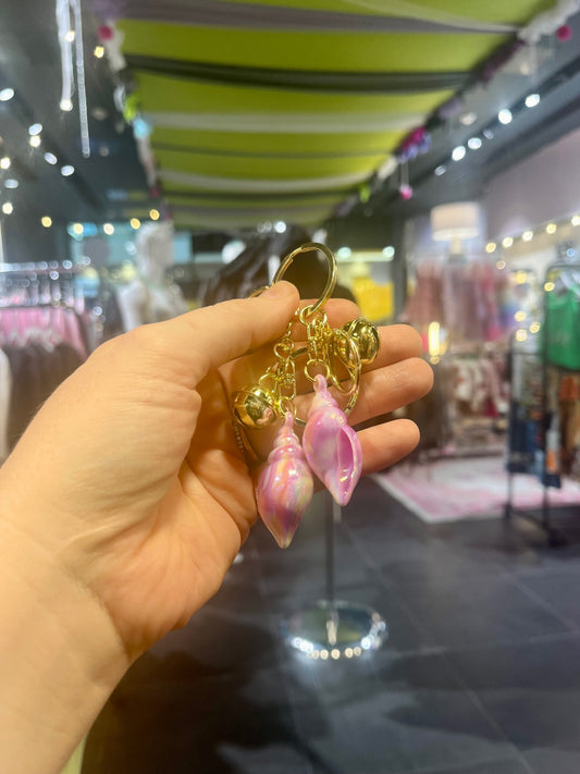 Purple Marble Shell Key Chain