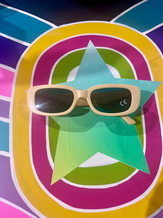 90s Oblong Sunnies Cream Black