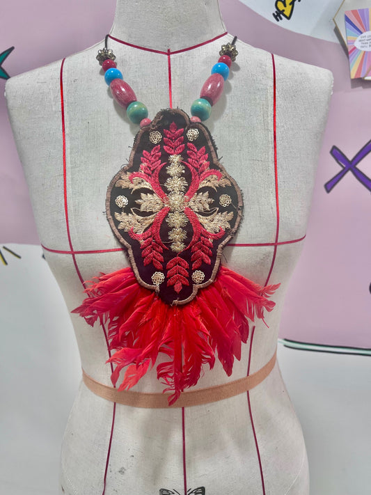 Sample Red Feather Necklace 