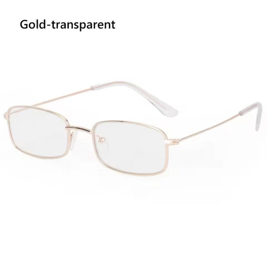 Rhi Rhi Gold Clear Metal Oblong Glasses
