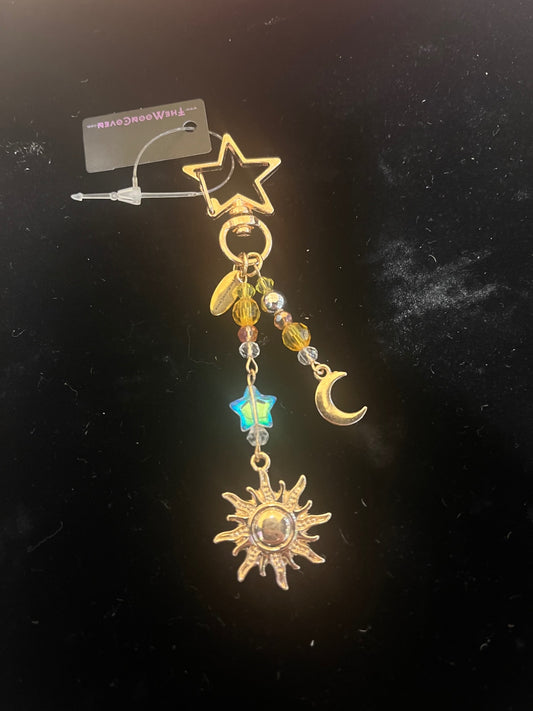 Gold Sun Moon Key Chain