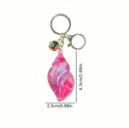 Pink Marble Shell Key Chain