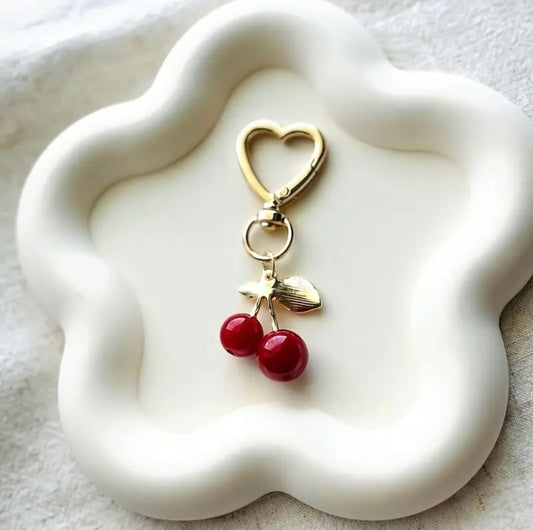 Burgundy Cherry Heart Key Chain
