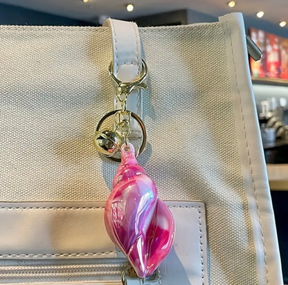 Pink Marble Shell Key Chain