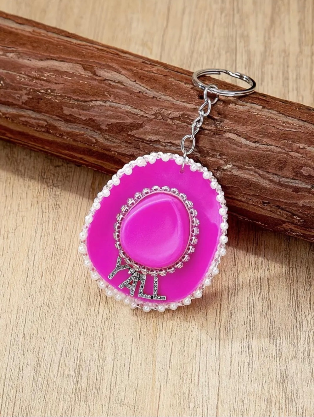 Pink Cowboy Yall Keychain