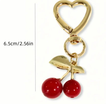 Burgundy Cherry Heart Key Chain