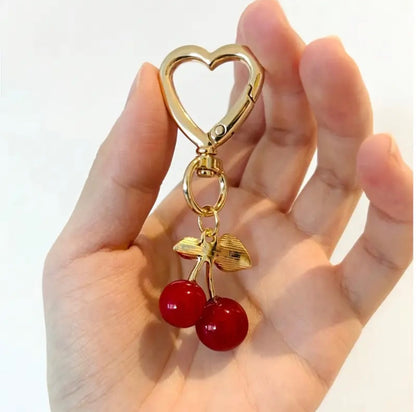 Burgundy Cherry Heart Key Chain