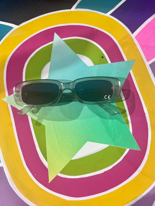 90s Oblong Sunnies Grey Black