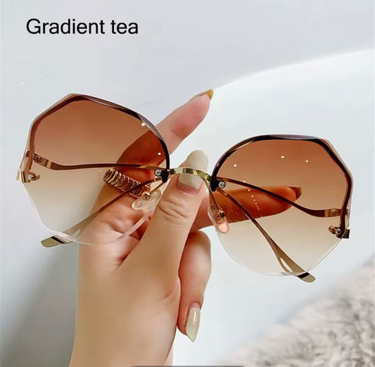 70s Round Frameless Gradient Tea Sunnies