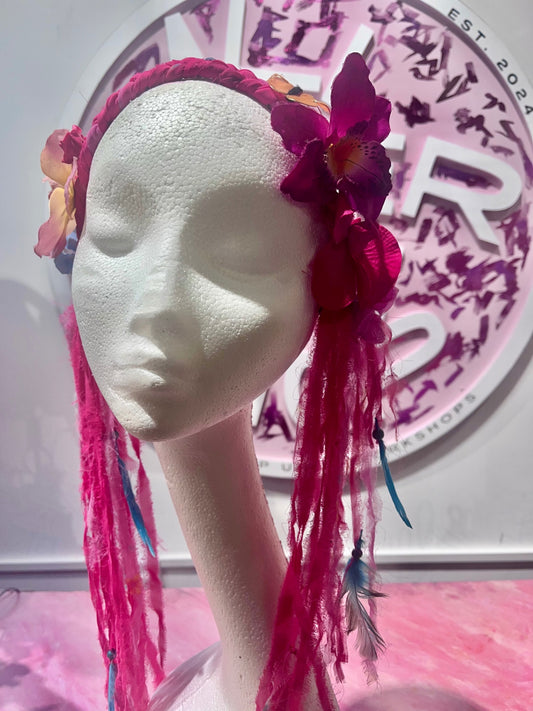 Jungle Pink Festival Tassel Headband 