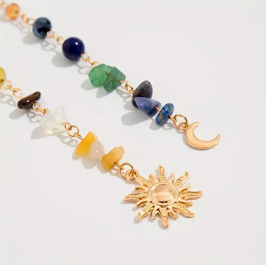 Long Mushroom Sun Beaded Gold Bag Charm