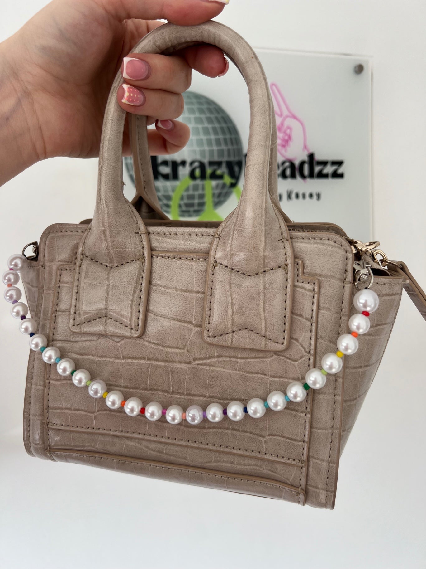 Pearl sprinkle bag charm