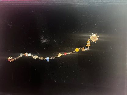 Long Mushroom Sun Beaded Gold Bag Charm