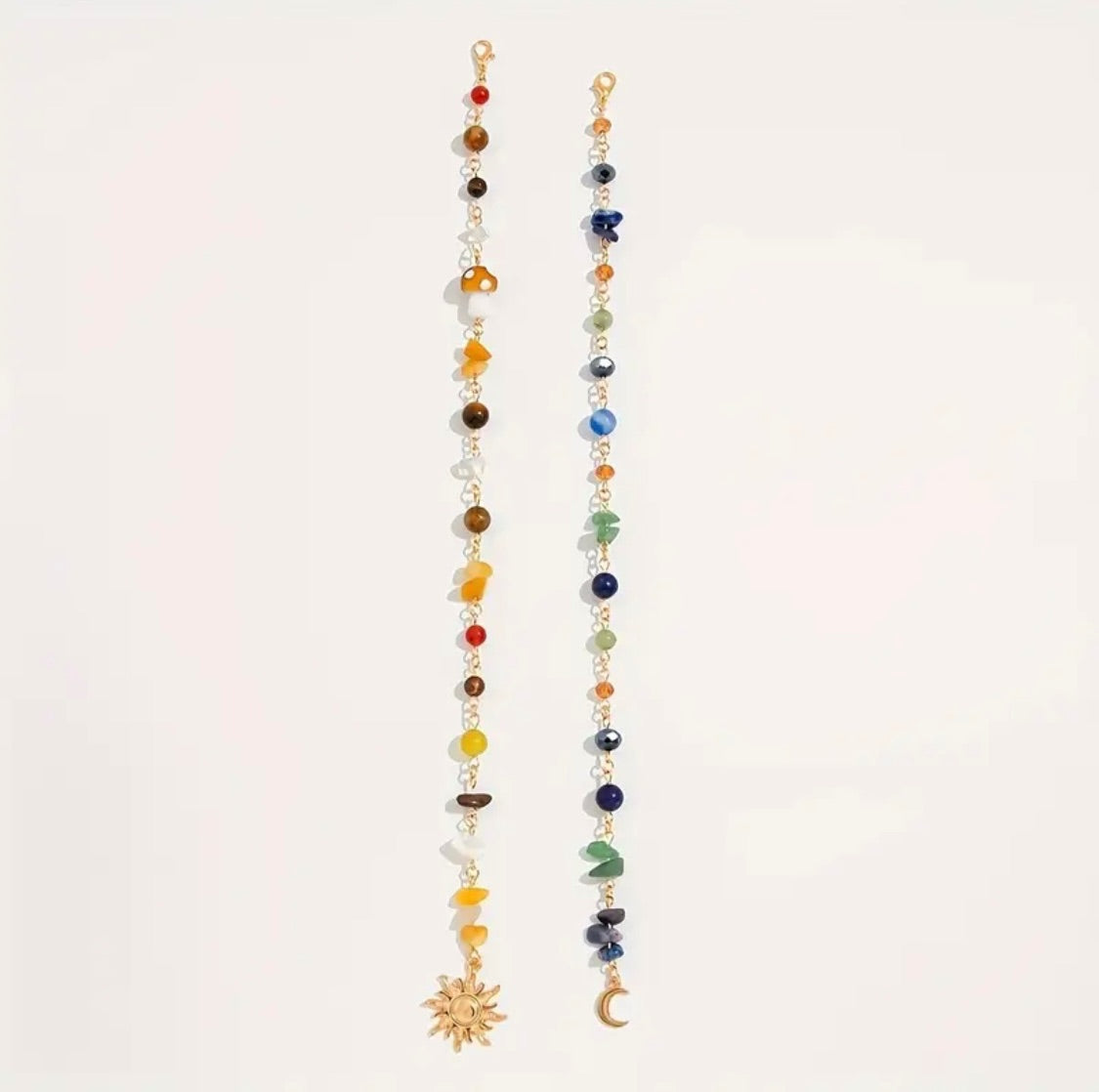Long Mushroom Sun Beaded Gold Bag Charm