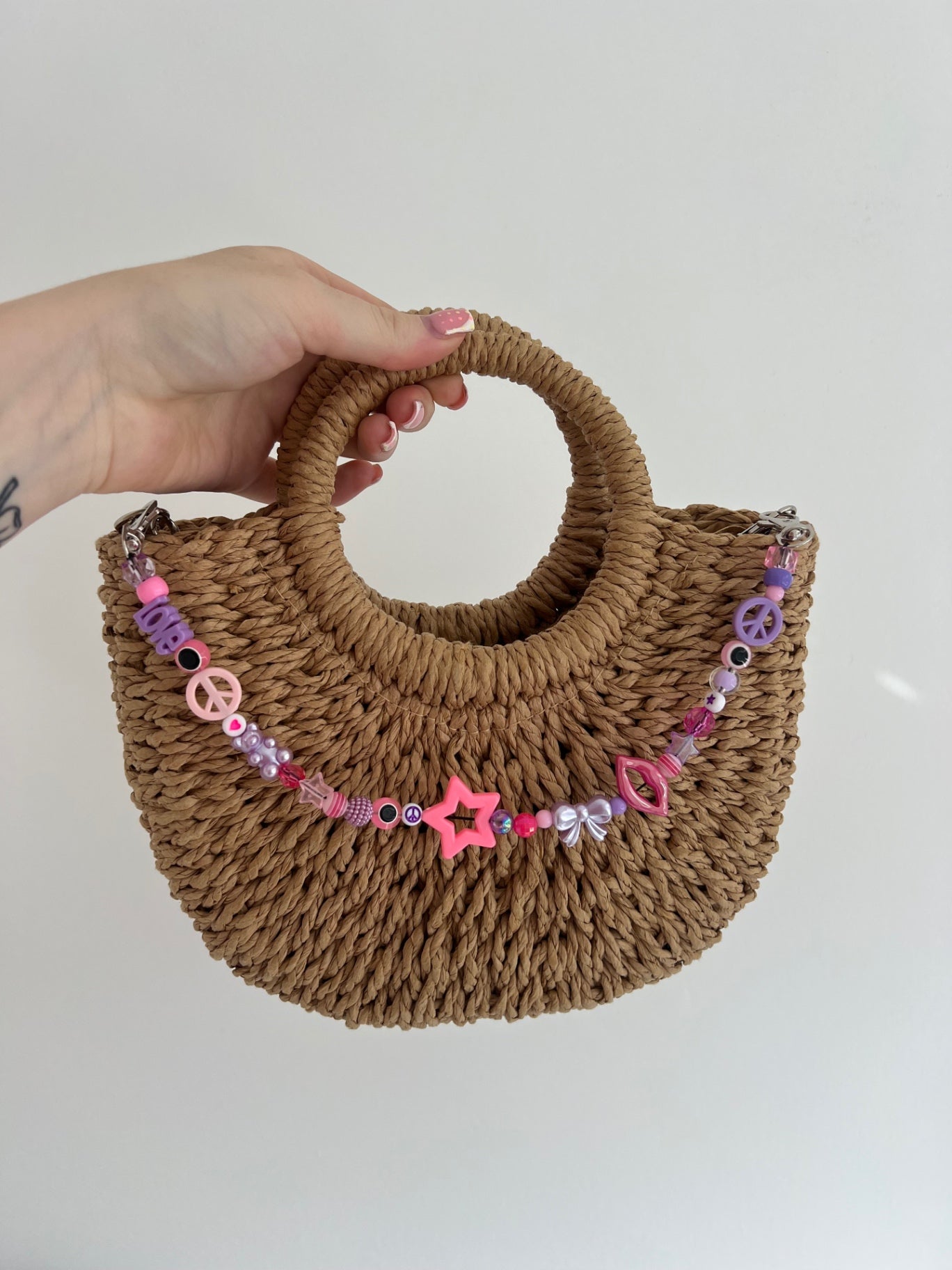 Shine bright bag charm - pink/purple (silver hooks)
