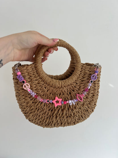 Shine bright bag charm - pink/purple (silver hooks)