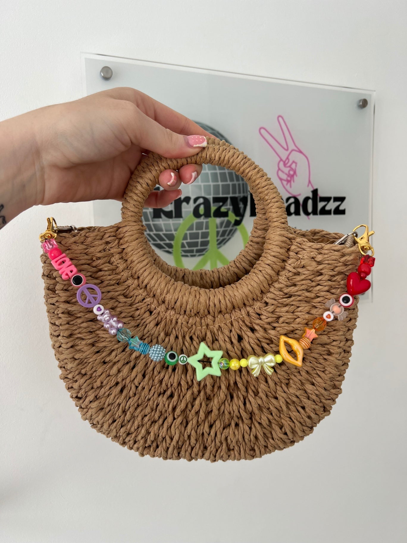 Shine bright bag charm - multi colour (gold hooks)