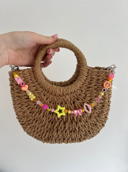 Shine bright bag charm - pink/orange/yellow (silver hooks)
