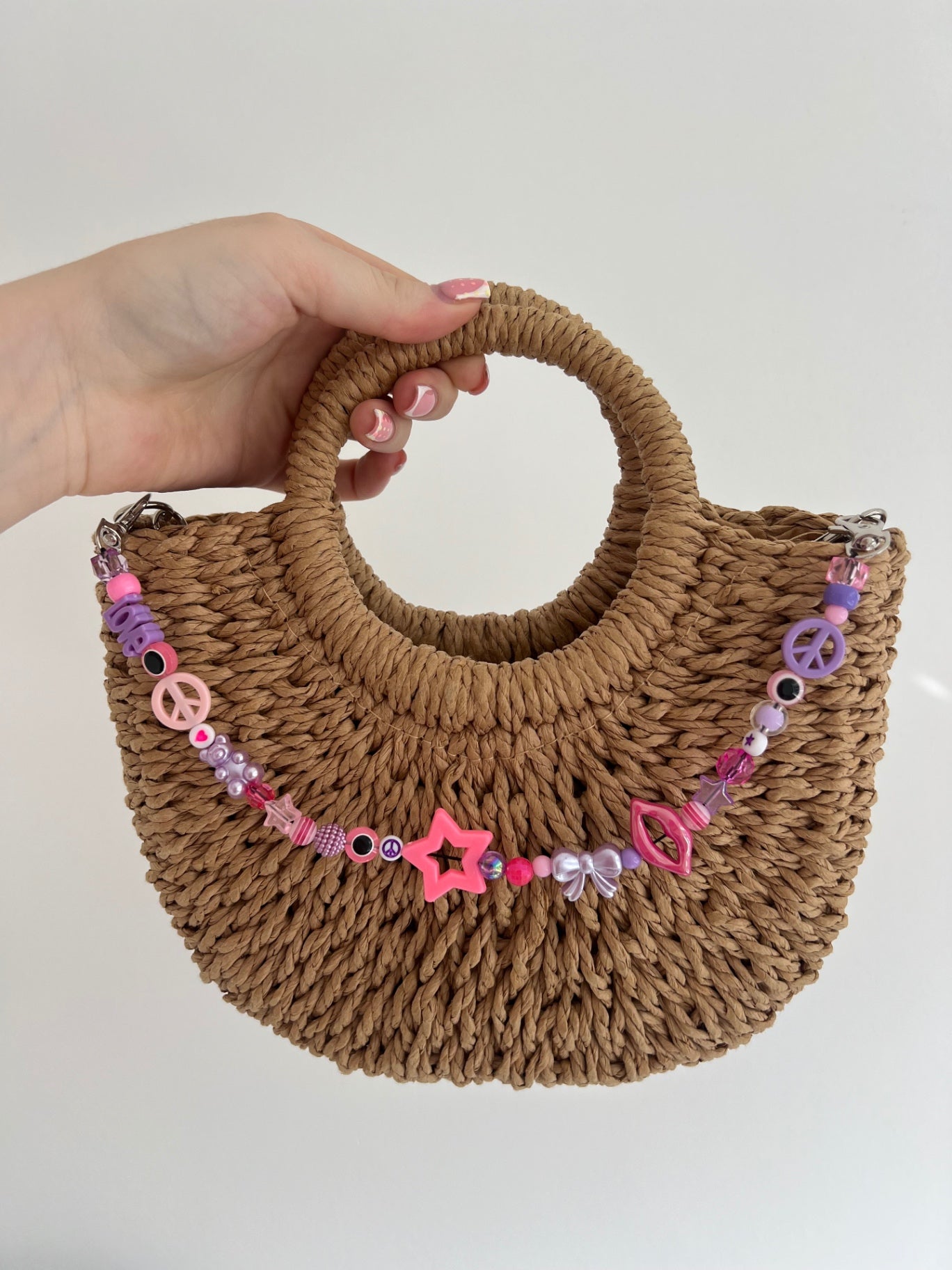 Shine bright bag charm - pink/purple (silver hooks)