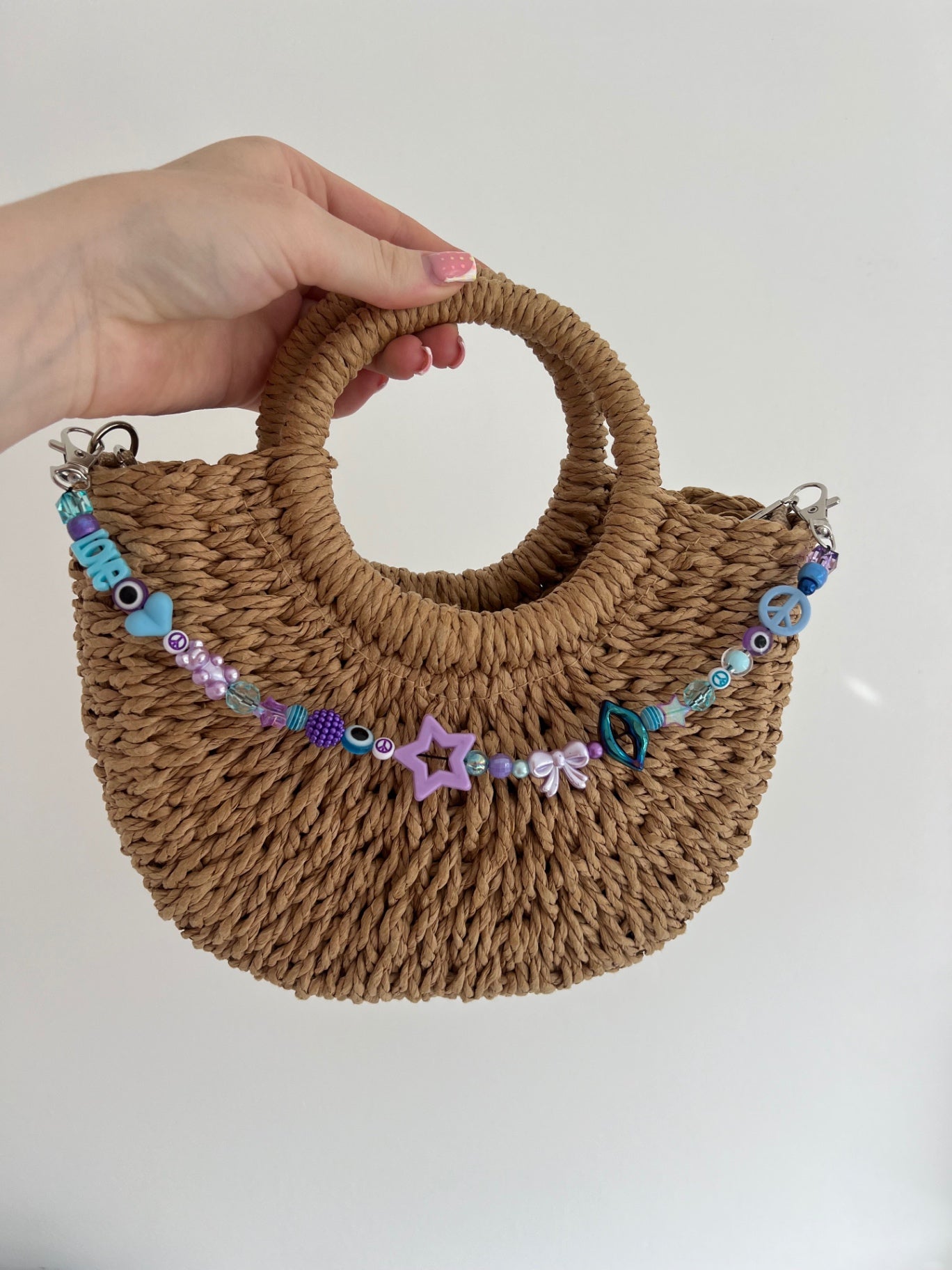 Shine bright bag charm - blue/purple (silver hooks)