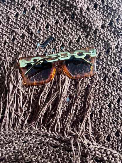 Square Gold Chain Sunnies Orange