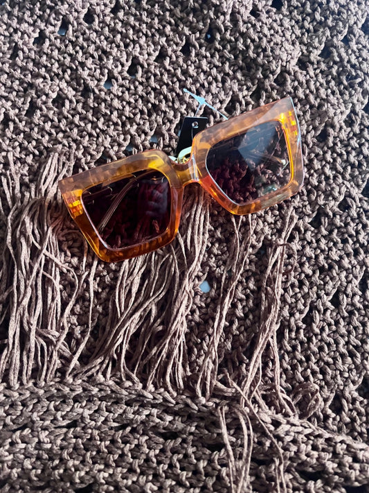 Square Gold Chain Sunnies Orange