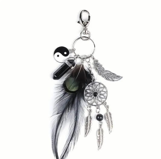 Dream Catcher Silver Black Bag Charm