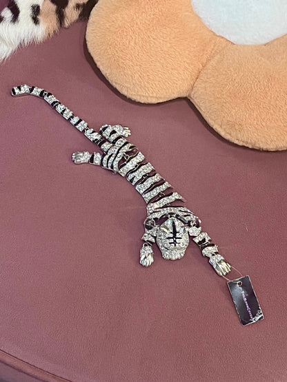 Crystal Tiger Brooch – Silver