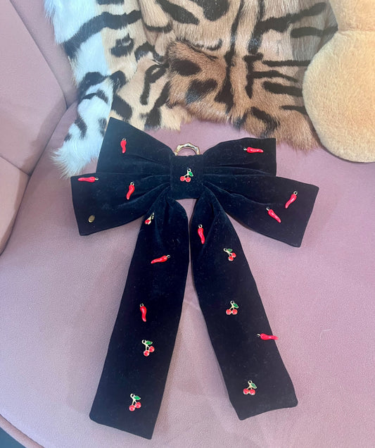 Velvet Vice Bow – Cherry & Chilli Bag Charm