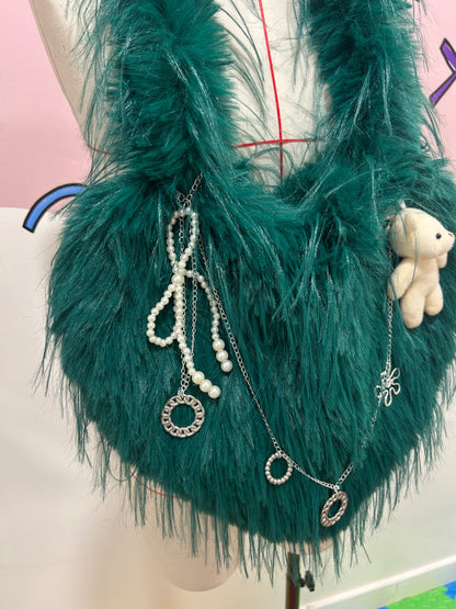 Teddy & Chain Faux Fur Bag