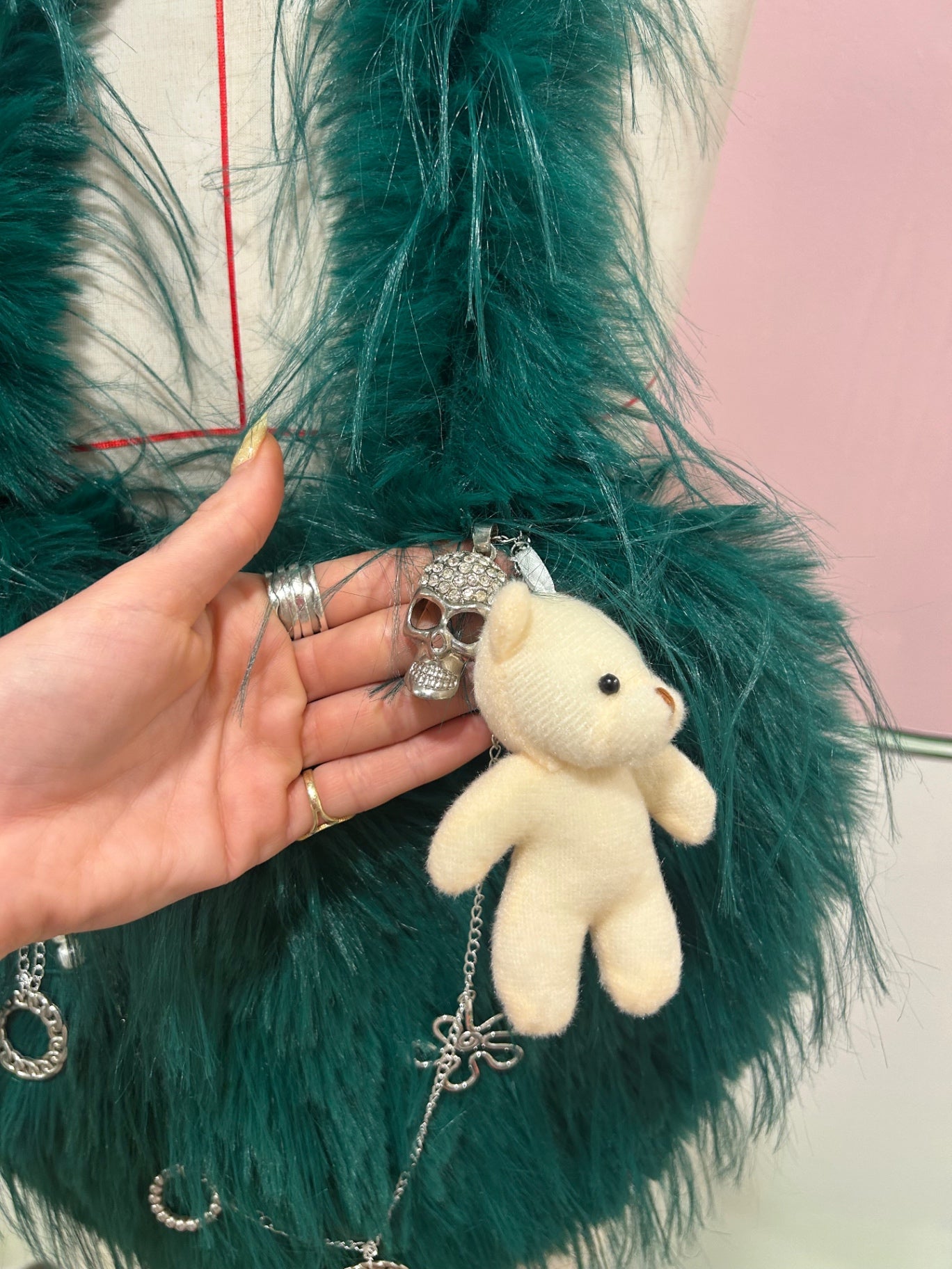 Teddy & Chain Faux Fur Bag