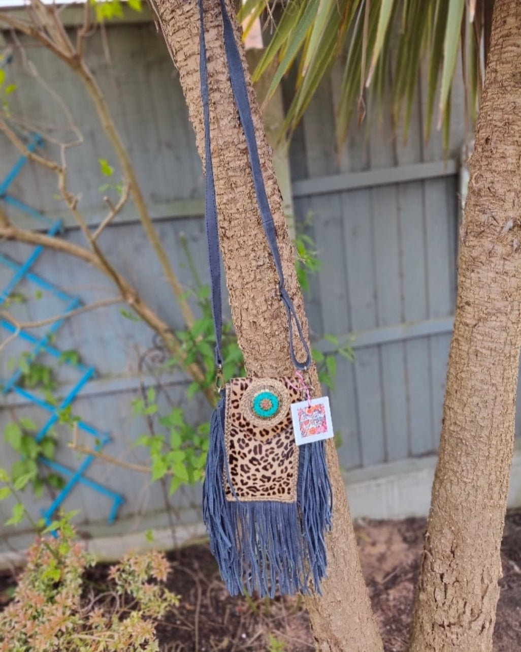 Mobile fur baby bag -leopard