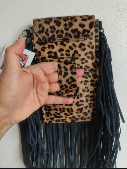 Mobile fur baby bag -leopard