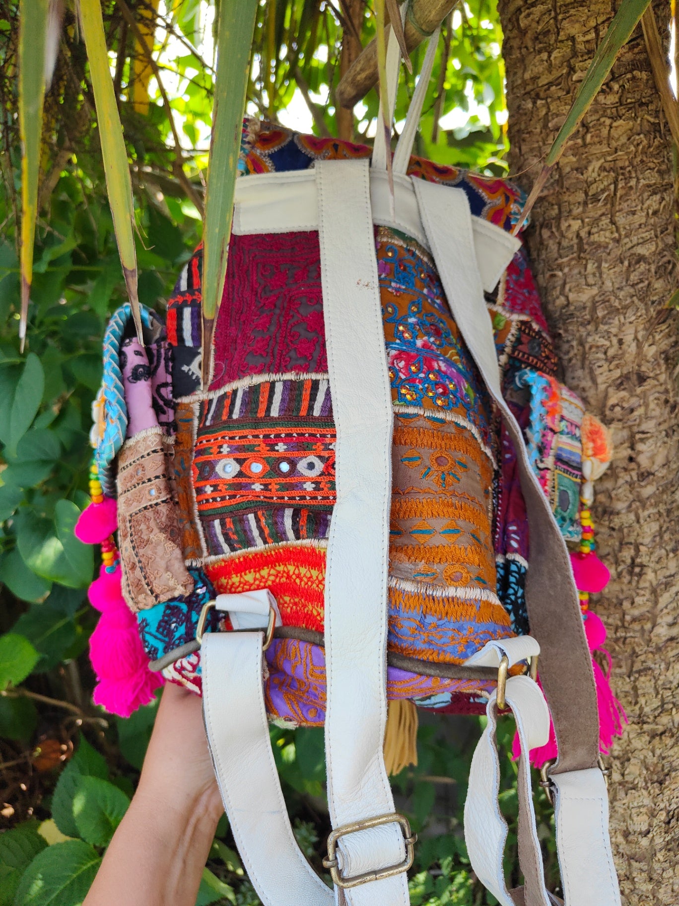 Skiathos back pack - white straps 