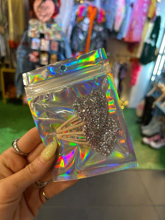 Silver Heart Clips