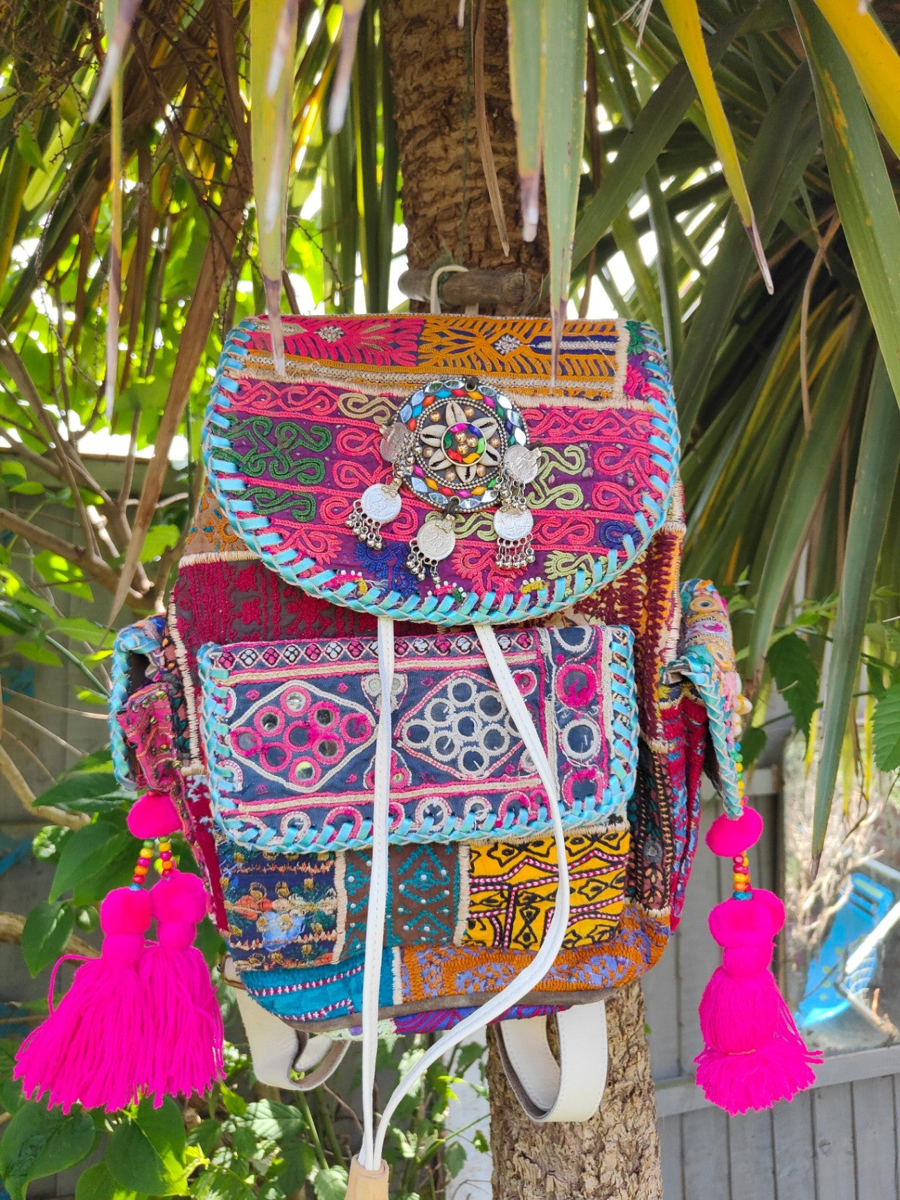 Skiathos back pack - white straps 