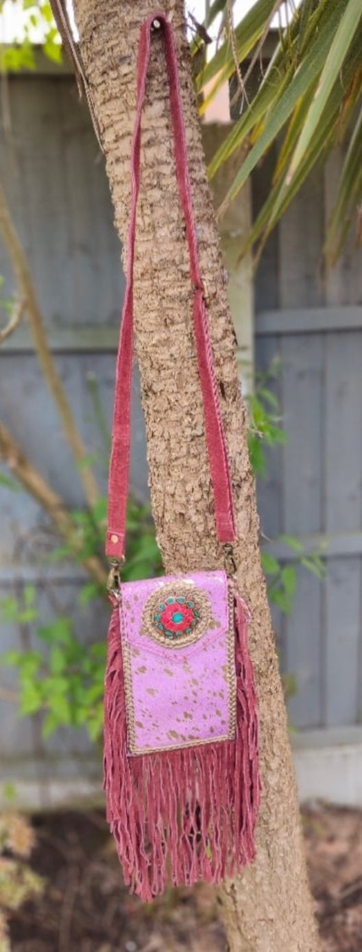 Mobile fur baby bag -pink/purple
