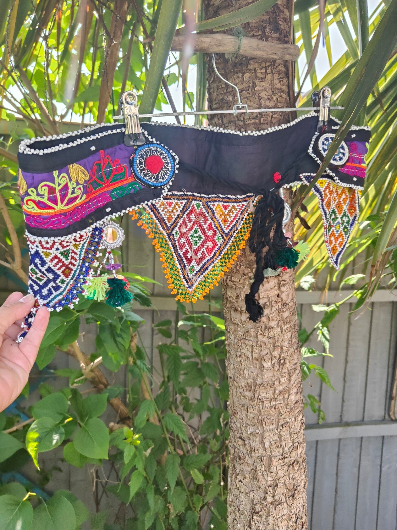 Fez beaded belt - purples 