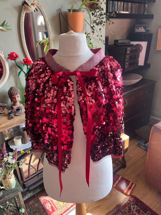Red Sequin Cape - One Size