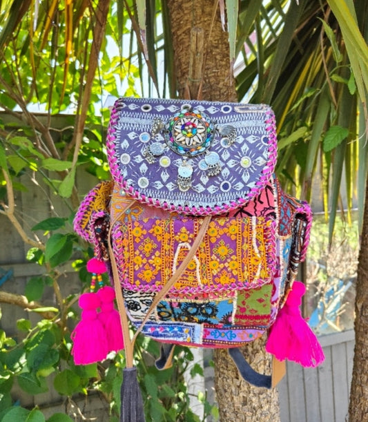 Skiathos back pack with leather straps 