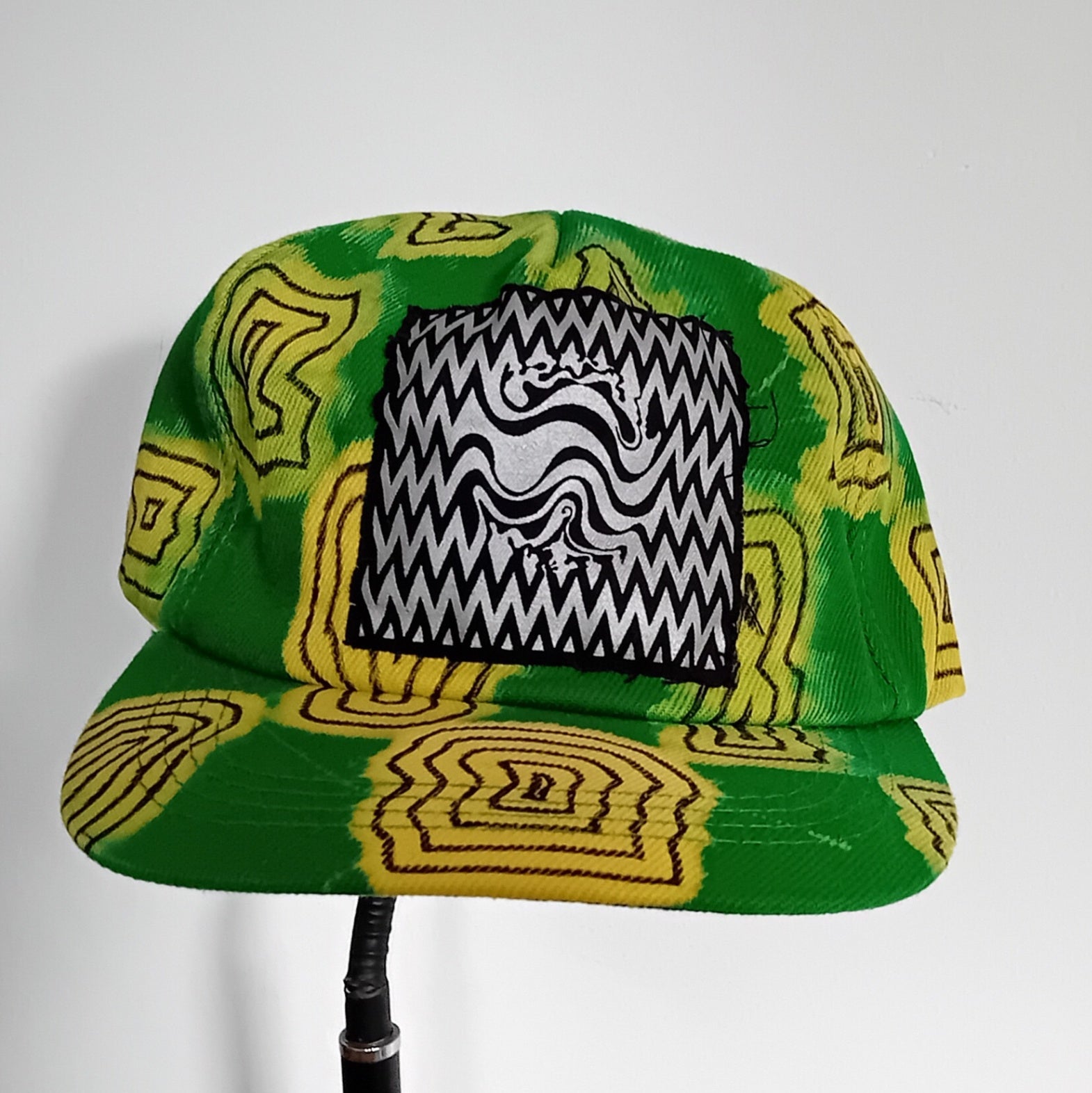 Green & Yellow Silver Swirl Patch Cap