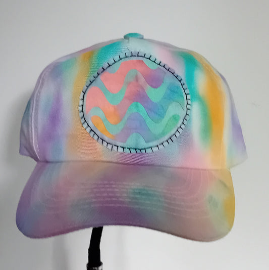 Pastel Rainbow Circle Waves Patch Cap