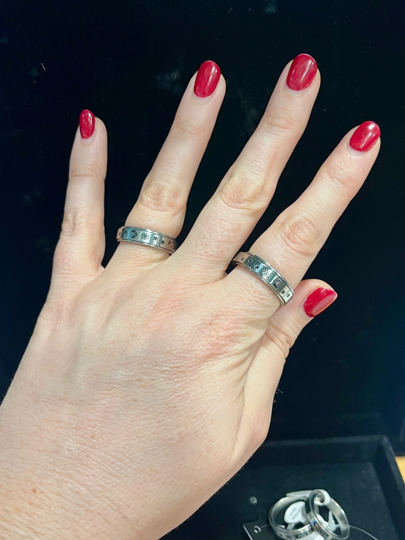Moon & Star Spinner Ring Size 8