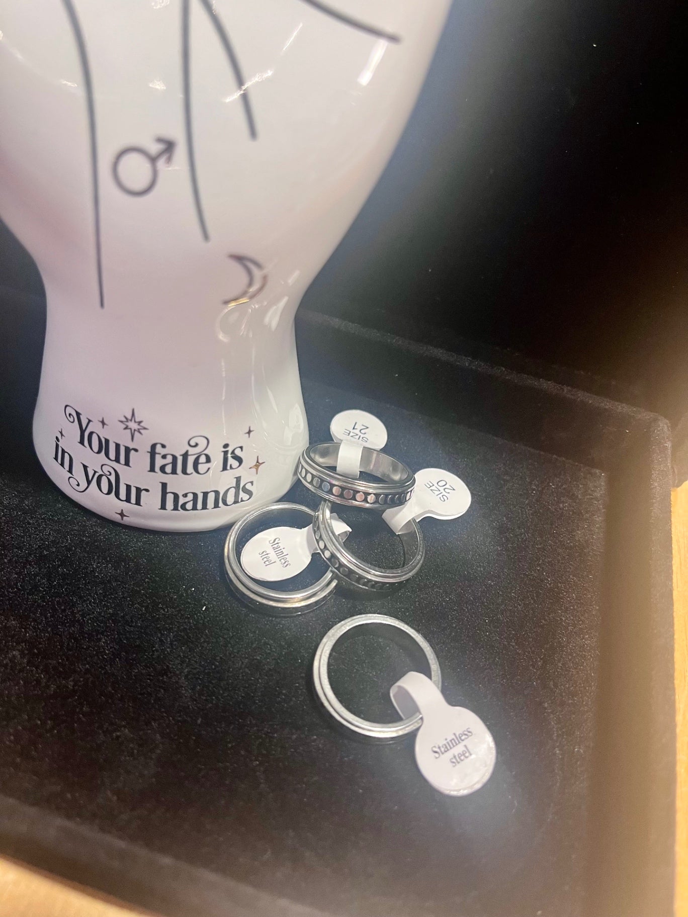 Moon Phase Spinner Ring Size7